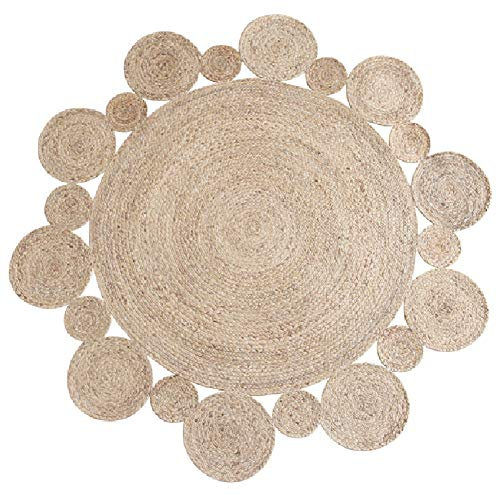 ZRUYI Round Area Rug Reed Carpet Hand Made Bedside Bedroom Coffee Table Floor Mats Stain-Resistant, 3 Styles, 5 Sizes (Color : C-150cm)