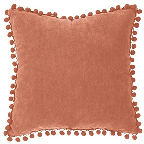 Atmosphera - avtagbar kudde med tofsar 40 x 40 cm Terracotta
