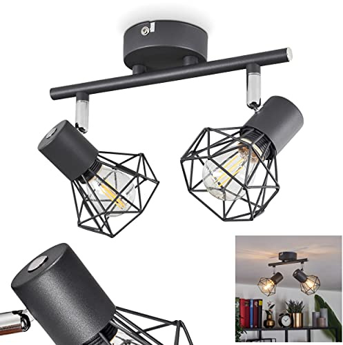 HOFSTEIN Deckenleuchte Gullspang, verstellbare Deckenlampe aus Metall in Anthrazit, moderne Leuchte im Industrial/Retro-Design, Lichteffekt durch Gitter-Optik, 2 x E14, Wohnzimmer, Esszimmer, Küche