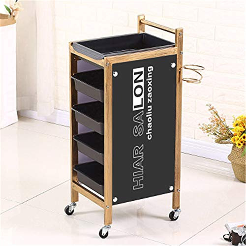 4/5 Tiers Retro Salonwagen Barbier Friseurwagen, Golden Rahmen Schönheit Bilden Lager Tablett mit Schubladen, Multifunktional Haar Färbung Rollwagen mit Räder,C,5T