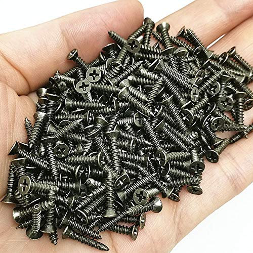 100pcs/pack Screws M2 M2.5 M3 Steel Screws Mini Micro Small Flat Head Cross Round Pan Head Self-tapping Screws Wood Furniture Screws Screws (Color : Antique Brass color, Size : 10mm)