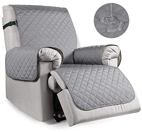 TAOCOCO Sesselschoner für Relaxsessel, Sesselbezug Relaxsessel mit Armlehnen und Taschen, Sessel überzug Wasserdicht für EIN Zuhause mit Kindern und Haustieren(Hellgrau, 64 * 201cm)