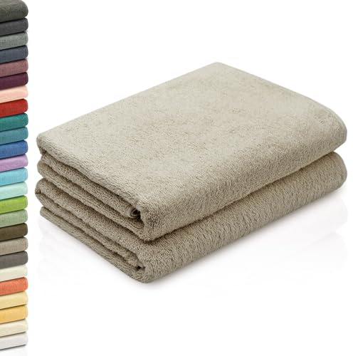 ZOLLNER 2er Set Duschtücher - weiche und saugstarke Handtücher - waschbar bis 95°C - Baumwolle - 70x140 cm in Cappuccino