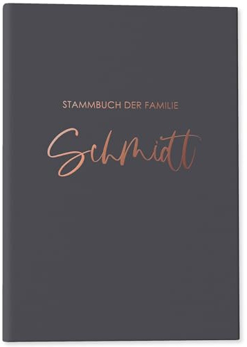 DeinWeddingshop Stammbuch der Familie, personalisiert - Familienstammbuch Hochzeit Standesamt - Deluxe Serie - Hardcover DIN A4 und 16x21cm (Titan-grau) (16x21cm, PERSONALISIERT)