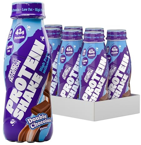 Applied Nutrition Protein Shakes - High Protein Shake Ready To Drink, Protein Drink With 42g Of Protein, Low Fat Protein Shake, On The Go Bottle - 8 x 500ml (Double Chocolate)