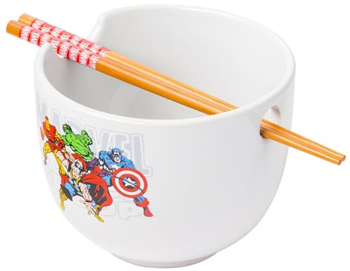 Marvel Comics Classic Characters 20-Ounce Ceramic Ramen Bowl With Chopsticks