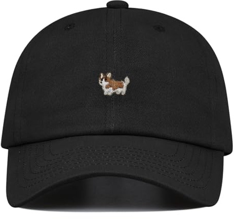 Clakllie Kappe Schwarze 100% Baumwolle Vintage Dad Hat Baumwolle Herren Baseball Cap Unisex Cap Cute Dog Cap für Draussen Sport oder auf Reisen,HJB6-Black