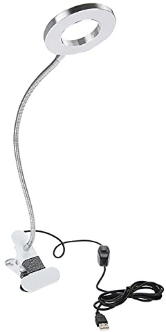 LED Klemmleuchte, Leselampe Schwanenhals Bett Lampe Clip on Licht 360° flexiblem Leselicht Lesen Arbeiten Reisen Zuhause BüRo Nachttischlampe USB Aufladbare Buchlampe Nachtlicht Schreibtischlampe Weiß