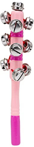 Toyland® 22cm Colourful Retro Wooden Jingle Bell Stick - Christmas Novelty Gift - 1 At Random