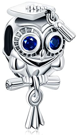 LaMenars Abschluss der Weisen Eule Charm for 925 Sterling Silver Für Frauen Armbänder Halsketten Dangle Anhänger für Weihnachten Valentinstag für Mädchen