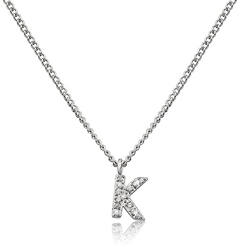 GD GOOD.designs EST. 2015 Chaîne avec lettres argent pour femmes I Collier à pendentifs initiaux doux pour la peau I Chaîne avec lettres en acier inoxydable argenté (K)