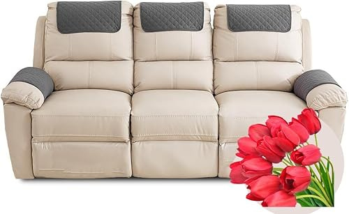 Bezug Für Liegesessel Kopfschutz für Sofa Arm Cover Couch Armlehnen Wasserdichte Stuhl Armlehnenschoner Armlehne Kopfstützenbezug für Sessel Armlehnenbezug Sesselbezug(Dunkelgrau,5 Pieces(2xpocket))