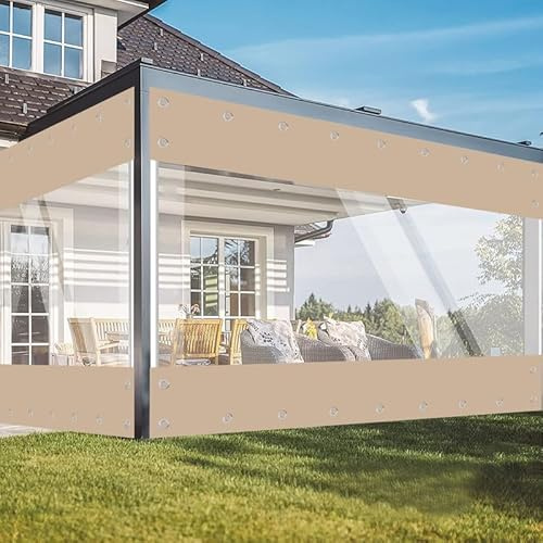 Transparente Plane mit ösen Wasserdicht 650g/m² PVC Abdeckplane | Gewebeplane Windschutz Regenschutz für Garten Pavillon Terrassen Balkon Gewächshäuser