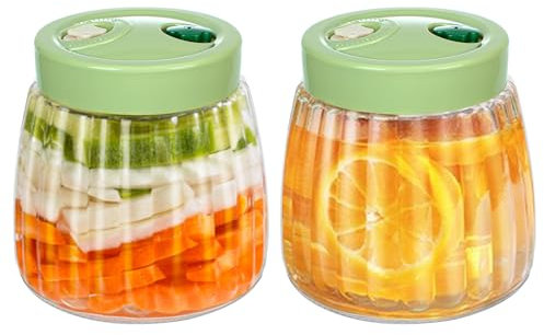 YUEYEE Fermentation Jars 2 Pack 1L Kimchi Container,Fermenting Jar with 2 Air Release Vent Perfect for Fermentation for Kimchi Sauerkraut Sourdough Starter Mason Jars with Lids
