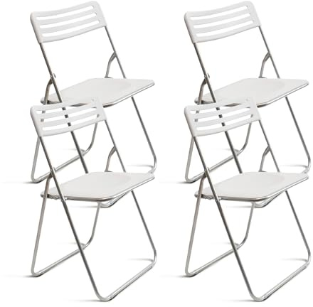 THE SECRET HOME Sillas Plegables de Metal y PP – Alto 80 cm x Ancho 42 cm – Asiento Auxiliar para el Hogar – Fácil Limpieza – Ideal para Interior/Exterior – Color Gris