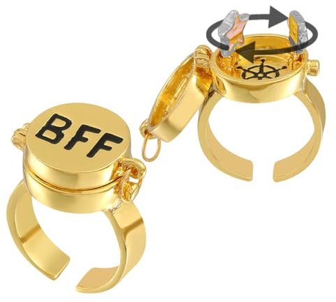 RDNKVB 2pcs Drehring Freundschaftsring verstellbarer Ring mit offener Abdeckung Schmuck Geschenk beste Freundschaft Gedenkgeschenk für den besten Freund