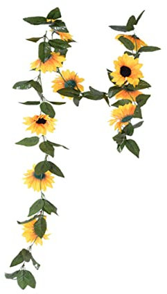 ABOOFAN 2St Simulierte Sonnenblume künstliche Weinpflanze Künstliche Sonnenblumengirlande Sonnenblumen künstlich blumengirlande künstlich kunstpflanze gefälschte Sonnenblumenrebe Kranz