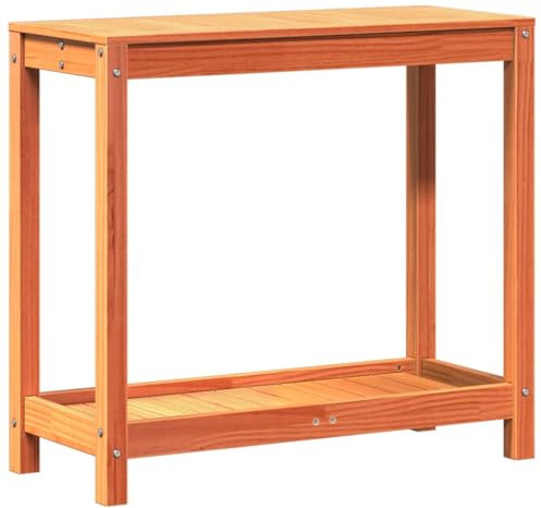 vidaXL Table de Rempotage avec Étagère, Table de Plantation avec Rangement, Banc de Rempotage, Table à Plantes, Cire Marron Bois Massif de Pin