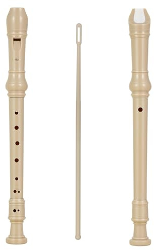 Recorder Instrument, 8 Hole Flute Plastic German Fingering, Soprano Recorder Instrument for Beginners School Student Home Entertainment (White)