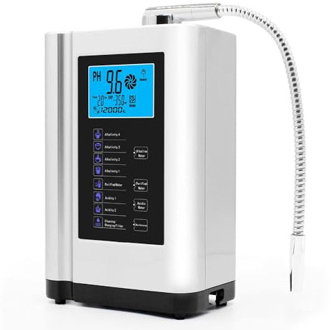 DPLXQPP Ionizador Agua Alcalina, Purificador Agua con Ph Alcalino 03.05 a 10.05 Generador Agua ácida, hasta -600 Mv Orp, 8000 litros por Filtro, 7 Configuraciones Agua,White-220V