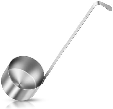 Stainless Steel Long Handle Serving Soup Ladle, Wine Dipper Beer Pouring Ladle with Hook, Metal Kitchen Utensil Spoon for Wine Sauce Oil Vinegar (250ML)