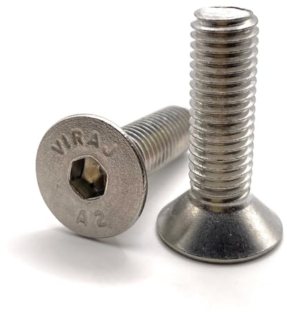 Schrauben M10 x 35 mm, Senkkopf BTR aus Edelstahl A2 | Ø 10 x 35 mm – M10 x 35 mm | FHC Innensechskant (Inbusschlüssel) ISO 10642 / DIN 7991 | Schrauben Edelstahl A2 (V2A/304): 20 Stück Premium