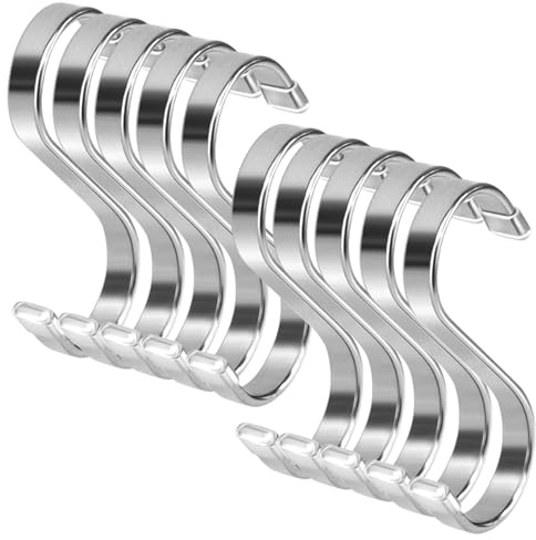 Vikrami lighting Edelstahl S-förmige Haken, robust, rutschfest, multifunktional, für Küche, Schlafzimmer und Büro, Silber, 7,5 cm, 10 Stück