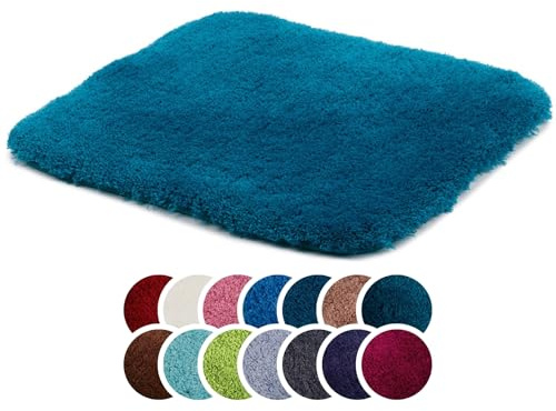 liebling Superior Badteppich mit Anti-Rutsch-Beschichtung, 100% Polyester (Mikrofaser), 50 x 45 cm, 30 Grad waschbar, Fußbodenheizung geeignet, Farbe: Petrol