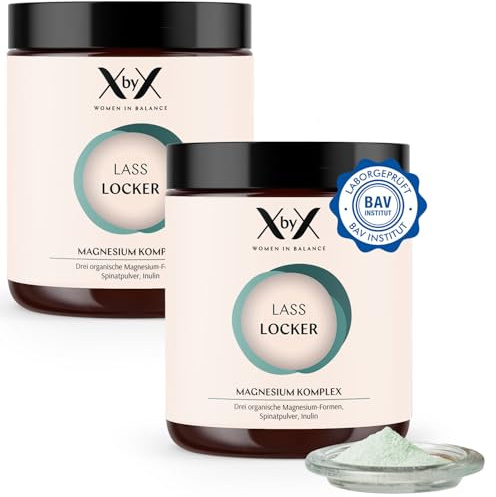 XbyX Lass Locker 2er Set 240 g | 120 Portionen | Magnesium Pulver für Energie, Muskeln & Knochen | Dreifach Magnesium Komplex - Glycinat, Malat, Citrat | Ohne Süßungsmittel | Aus Deutschland