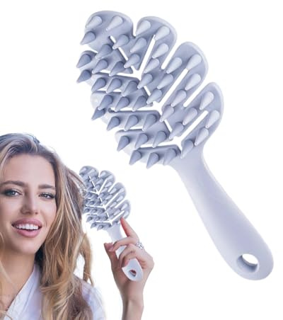 Appareil de massage du cuir chevelu - Peigne en silicone à long manche - Brosse à shampoing domestique avec poignée - Peigne de massage pour dents dures en silicone - Peigne à long manche - Peigne de