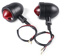 ZiYouao Blinker Motorrad Motorrad -Blinker -Retro -Lampe Amber Blinker Lampe Motorrad Blinker(Black vs Red Lens)
