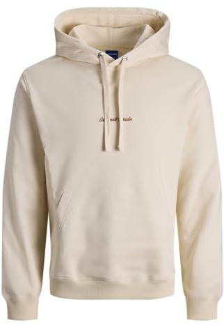 Jack & Jones JORNORREBRO EMB Sweat Hood - Felpa con Cappuccio da Uomo, Bianco Antico, XL