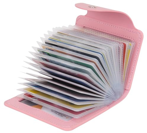 IHIGOGOFA Kreditkartenetui für Damen und Herren Kartenetui - 40 Karten 2 Fenster (Rosa)