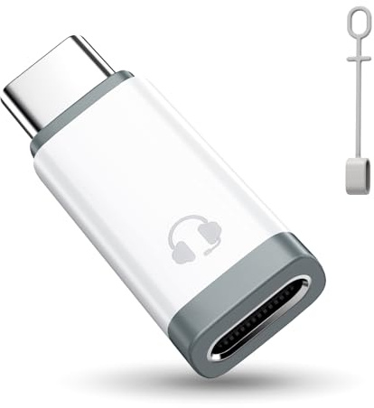TiMOVO Lighting to USB C Audio Headphone Adapter with Line Control, White | Lighting to USB C Earphone Adaptor for iPhone 17/16/15 Series, iPad Air/Pro/Mini, Not for Charging and Data Transfer