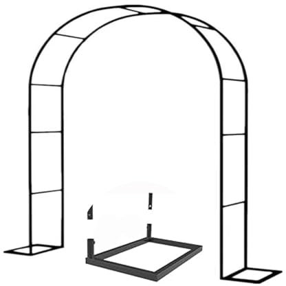 Arche de jardin en métal avec pieds de support pour mariage, extérieur, jardin, pelouse, jardin, cour, décoration de fête, noir (120 x 220 x 40 cm)