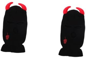 VALICLUD 2stücke Outdoor Skimütze Mit Winddichter Maske Strickmütze Aus Warm Und Bequem Für Ski Radfahren Wandern Schwarz Hautfreundliches Material