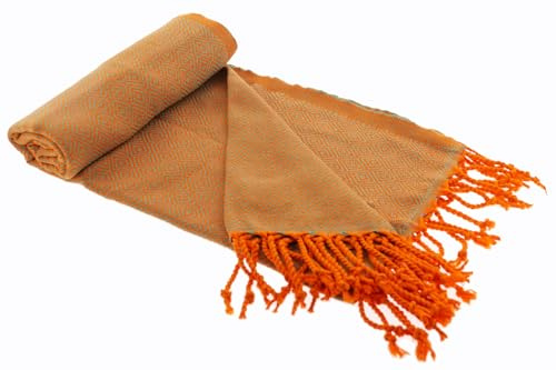 Stefano Ferrante ELMAS Summer Hamamtuch (orange/grün) | Saunatuch, Pestemal, Fouta, Strandtuch, Badetuch, 100x180 cm, Baumwolle