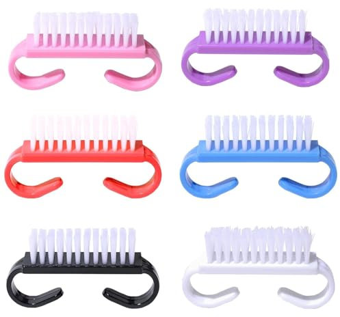 YEDJFFIYO 6 PCS Nail Brush, Plastic Clean Brush, Hand Scrubbing Cleaning Brush with Plastic Handle for Cleaning Nails (6 Colors)