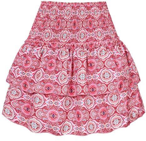Adigaber Mini Jupe pour Femmes Taille Haute à Volants Jupe 2 in 1 Sexy Tops pour La Fête, La Plage, Les Vacances
