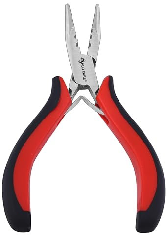 Hur Care Mini 3 Hole Hair Extension Pliers Extension Loops Anti Slip Handles Hair Extension Pliers Professional Hair Extensions Tool for Females Hair (RED)