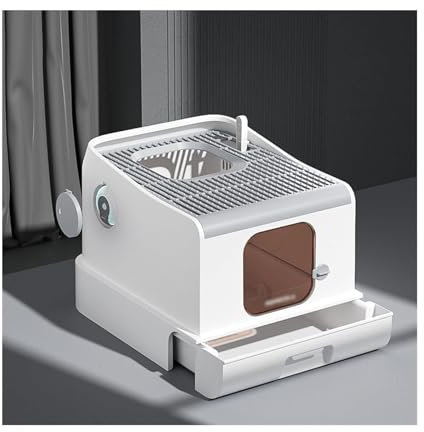 XZDEAIR Caja de Arena para Gatos con cajón Extragrande, Bandeja de Arena Completamente Cerrada, Entrada Frontal, Salida Superior, Bandeja para Gatos con Tapa