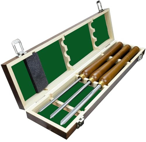 XDAWQP Ensemble de 3 gouges à Bol HSS pour Tour à Bois, Outils de Tournage pour Bols avec boîte en Bois, Ciseaux de 1/4, 3/8 et 1/2 pour Tournage sur Bois