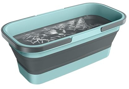 Portátil Silicona Cubo Plegable para Fregona Cubo Rectangular De Gran Capacidad con Asa 46 * 22cm Balde Grueso Duradero Ahorra Espacio para Limpiar Pescar, Acampar O Incluso Hacer