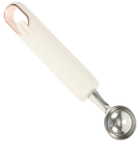 UKCOCO Cucchiaio Scavino Melone in Acciaio Inossidabile Strumento Riutilizzabile per Dessert Paletta Leggera con Design Ergonomico e Superficie Lucida per Frutta e Gelato in Cucina