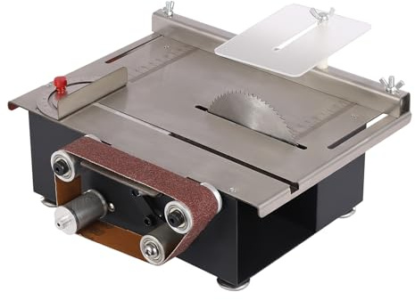 Mini sega da tavolo, levigatrice a nastro, sega da tavolo multifunzione, 10000r/min, velocità 7 marce, con 4 lame, 10 cinghie abrasive, per falegnami, fai da te e altri, 13,58 x 12,6 x 7,87 pollici