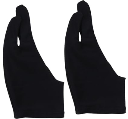VILLFUL 2pcs Two Finger Painting Gloves Artist Drawing Glove S Black for Painters