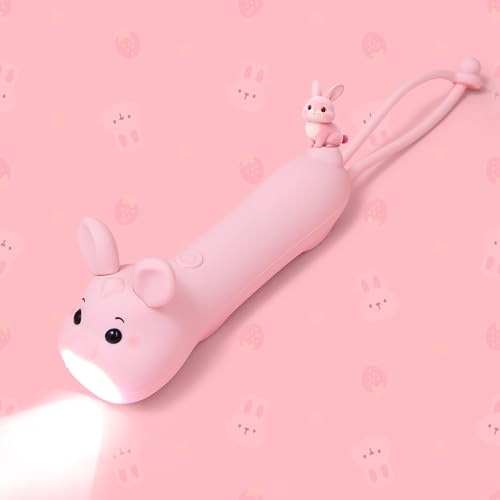 CoolGift Mart Silicone Rabbit Flashlight, Rechargeable Hanging Night Light for Camping, Night Walks and Home Use, Animal Themed Themed Portable Torch