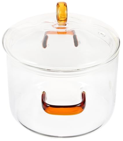 VICASKY Casserole Verre Borosilicate avec Double Poignée Pot Transparent Résistant Haute Température pour Mijoter Soupe Nouilles Cuisson Tout Feux à Domicile et Camping