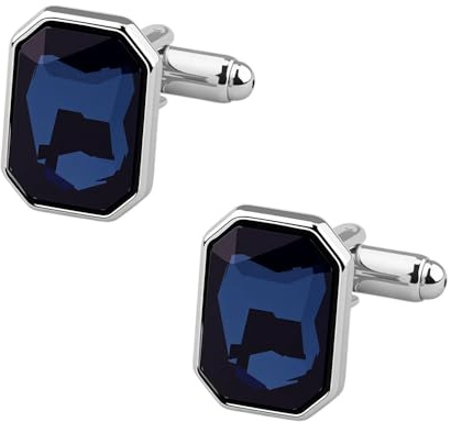 Navy Blue Cufflinks for Men Tuxedo Dress Shirt Cuff Link Accessories Fashion Crystal Cufflink Mens Square Rhinestone Cuff Links for Wedding Business Christmas Party French Cufflink