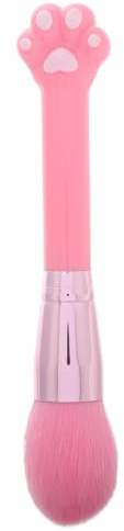 Cabilock Soft Pink Cat Paw Makeup Brush with Long Handle and Nylon Bristles, for Face Makeup and Travel, Stylish and Cute Powder Brush for Women and Girls